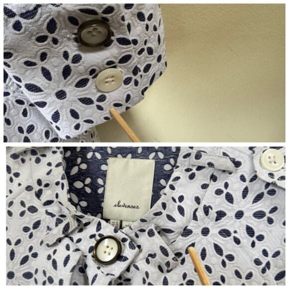 Anthropologie Elevenses NEW Eyelet Lace Trench Coat Jacket Cotton Lightweight 8 - Picture 6 of 16